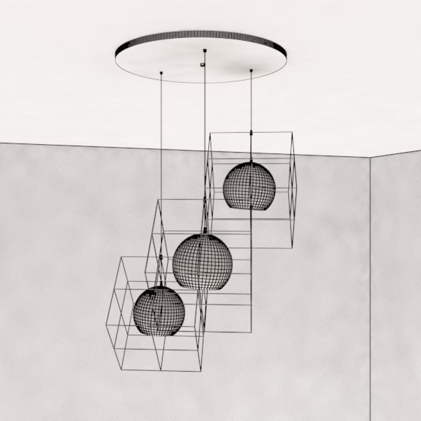 Diamond ceiling lamp 3D model_6