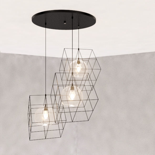 Diamond ceiling lamp 3D model_7
