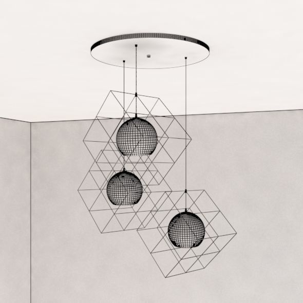 Diamond ceiling lamp 3D model_10