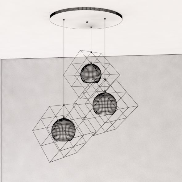 Diamond ceiling lamp 3D model_4