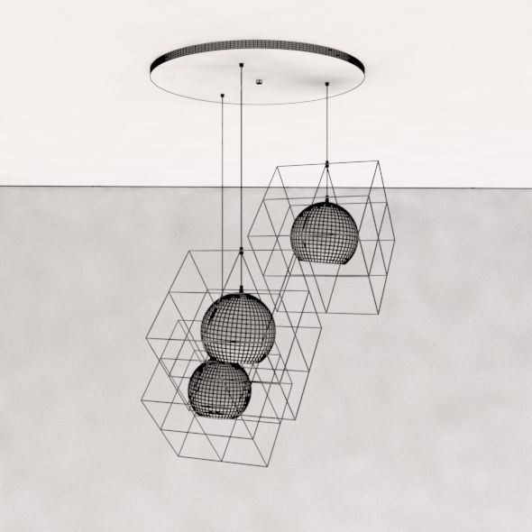 Diamond ceiling lamp 3D model_12