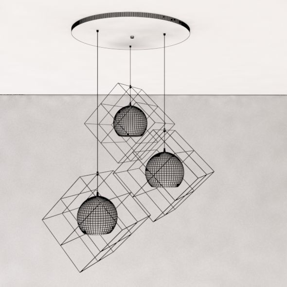 Diamond ceiling lamp 3D model_3