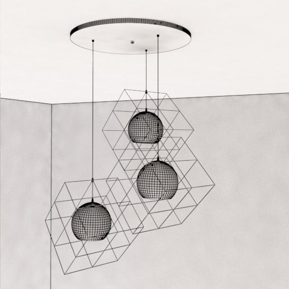 Diamond ceiling lamp 3D model_28