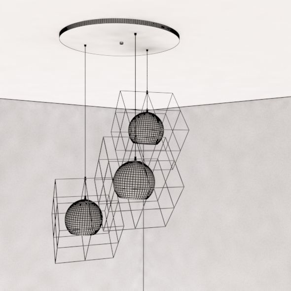 Diamond ceiling lamp 3D model_21