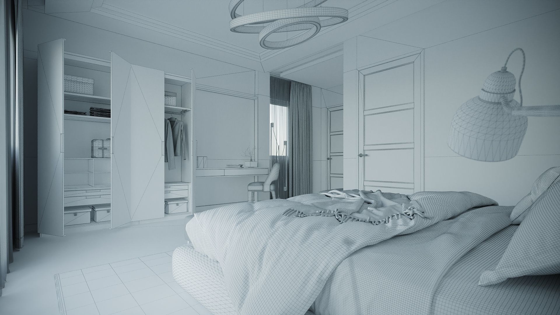Simple Bedroom  Interior 4 3D model_6