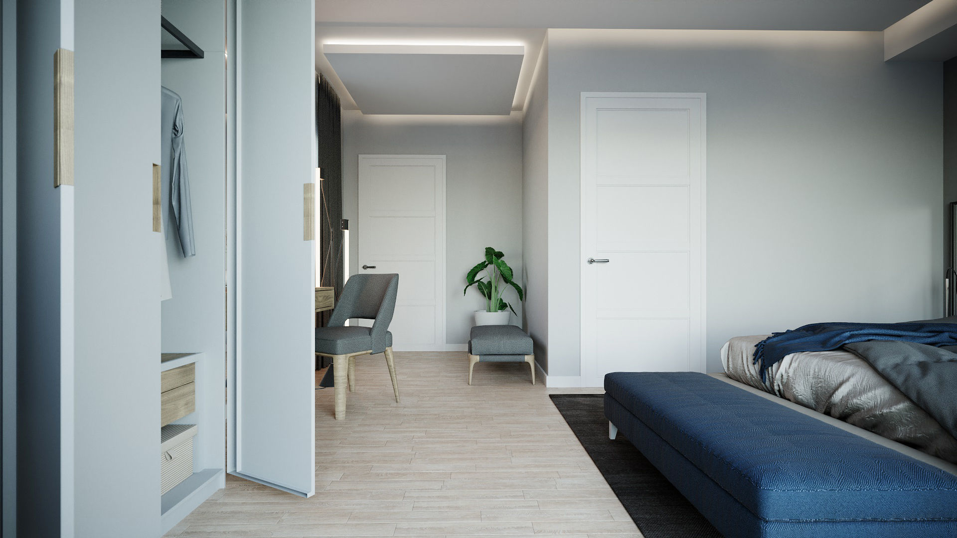 Simple Bedroom  Interior 4 3D model_2