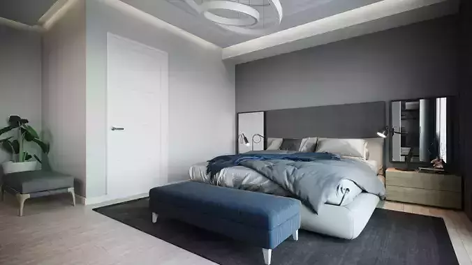 Simple Bedroom  Interior 4 3D model