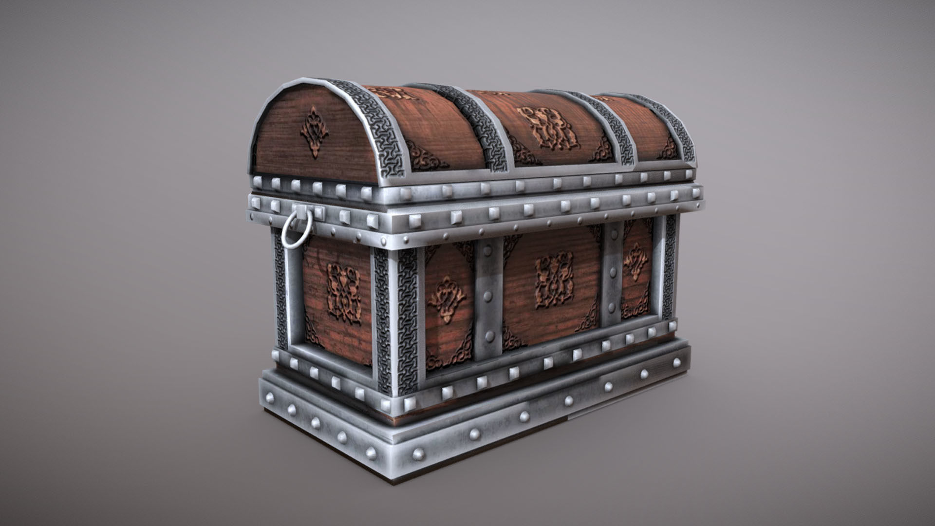 Chest 2 treasure Low-poly 3D model_2