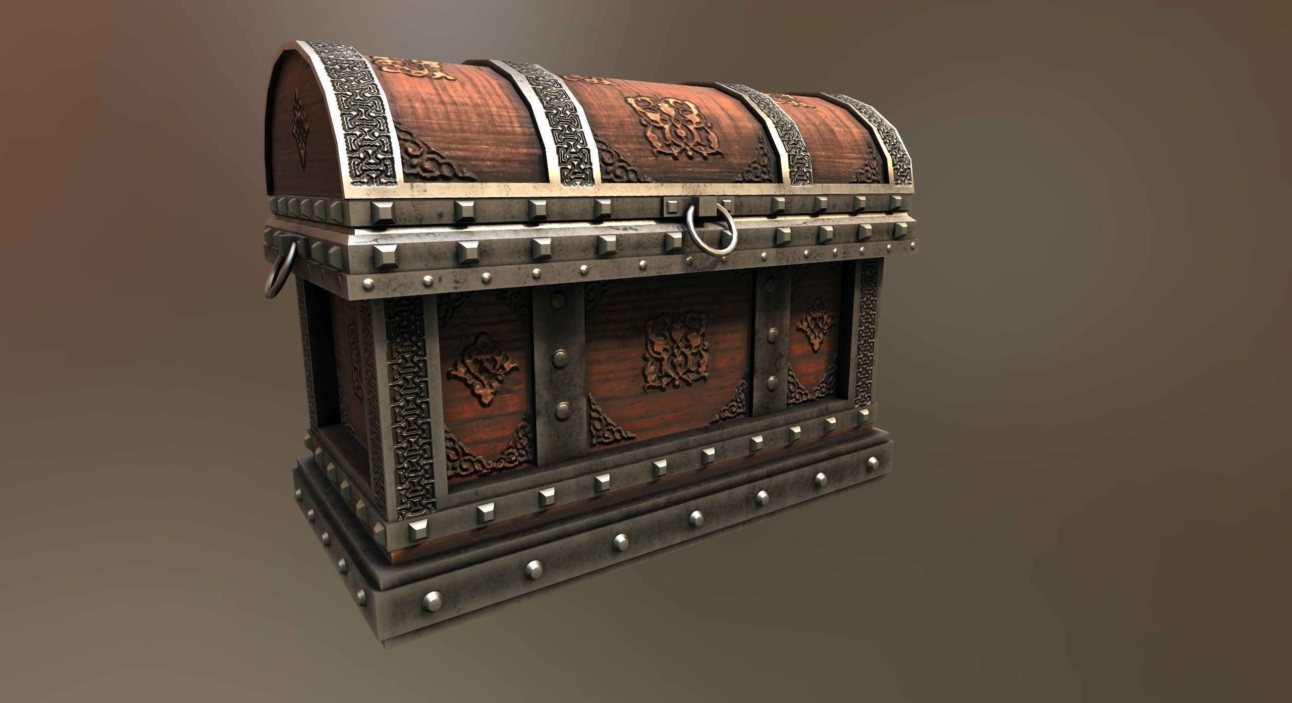 Chest 2 treasure Low-poly 3D model_7