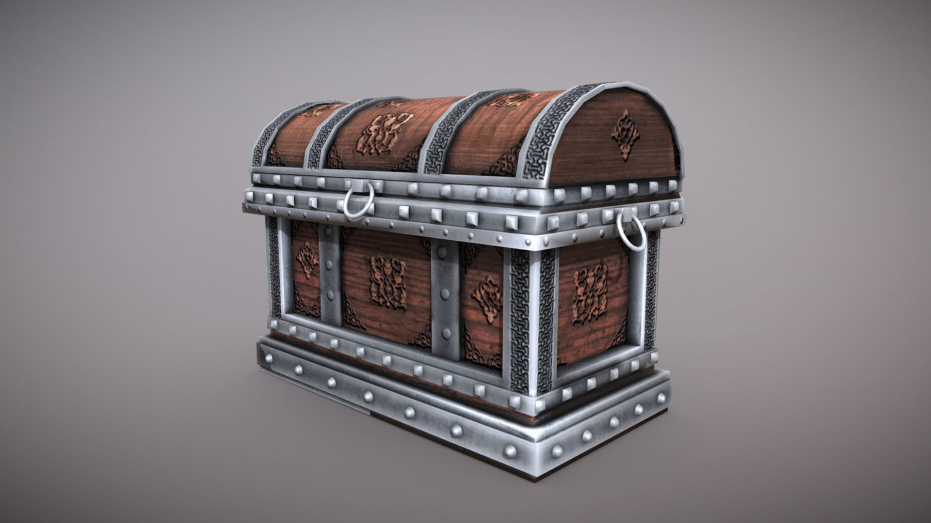 Chest 2 treasure Low-poly 3D model_1