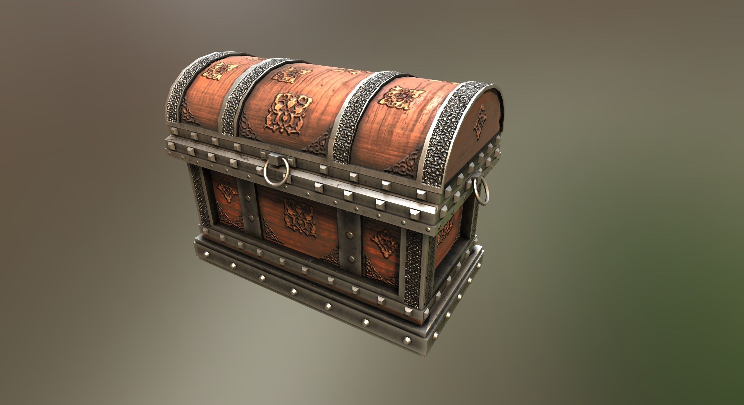 Chest 2 treasure Low-poly 3D model_6