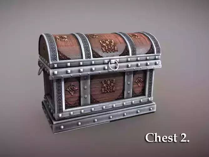 Chest 2 treasure Low-poly 3D model