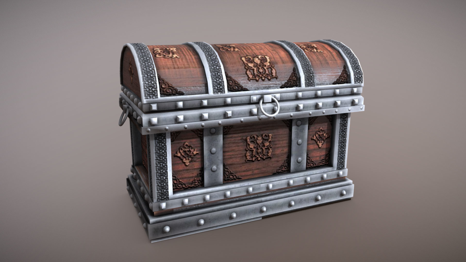 Chest 2 treasure Low-poly 3D model_4
