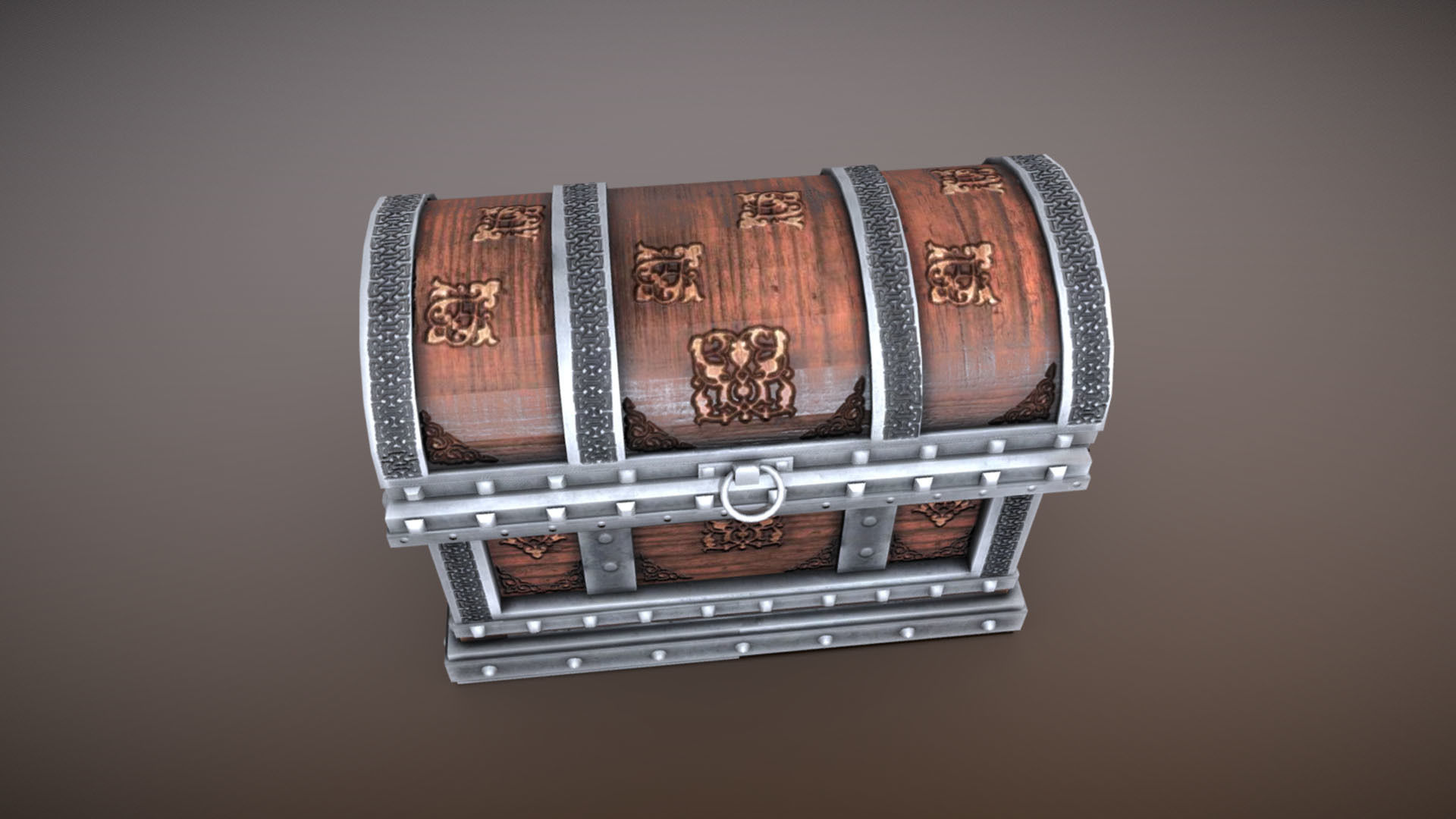 Chest 2 treasure Low-poly 3D model_3