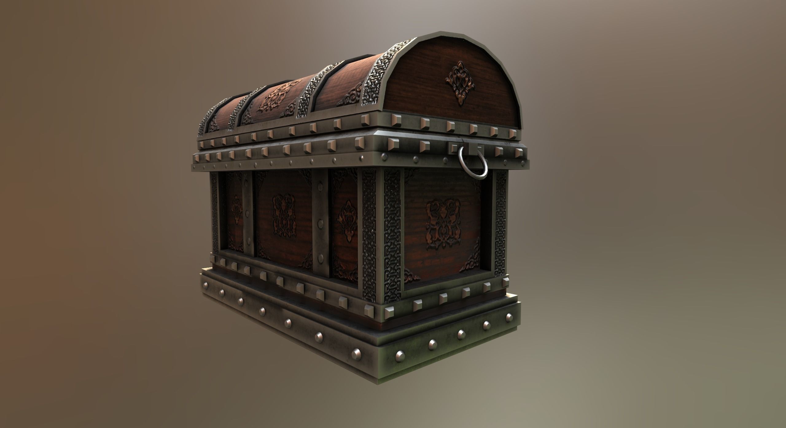 Chest 2 treasure Low-poly 3D model_5