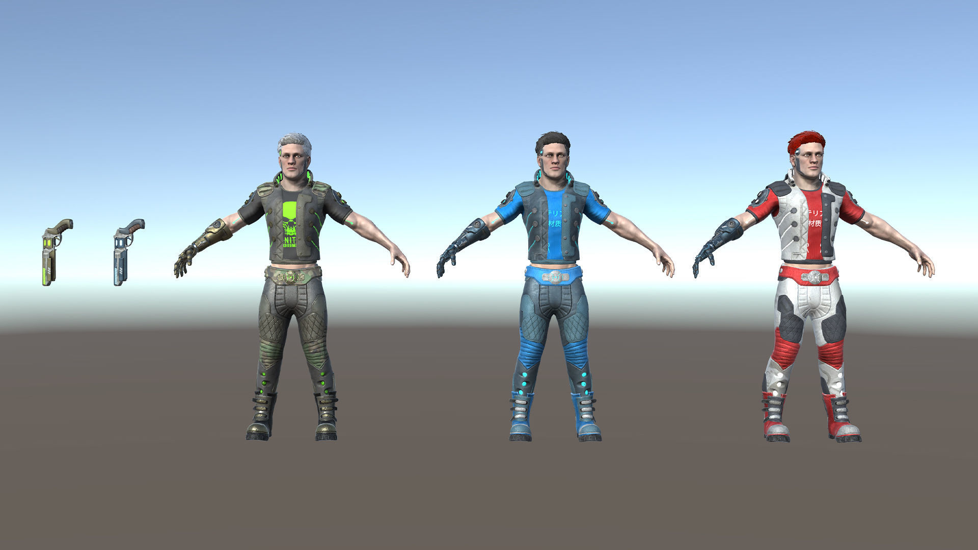 Cyberpunk man Low-poly 3D model_18