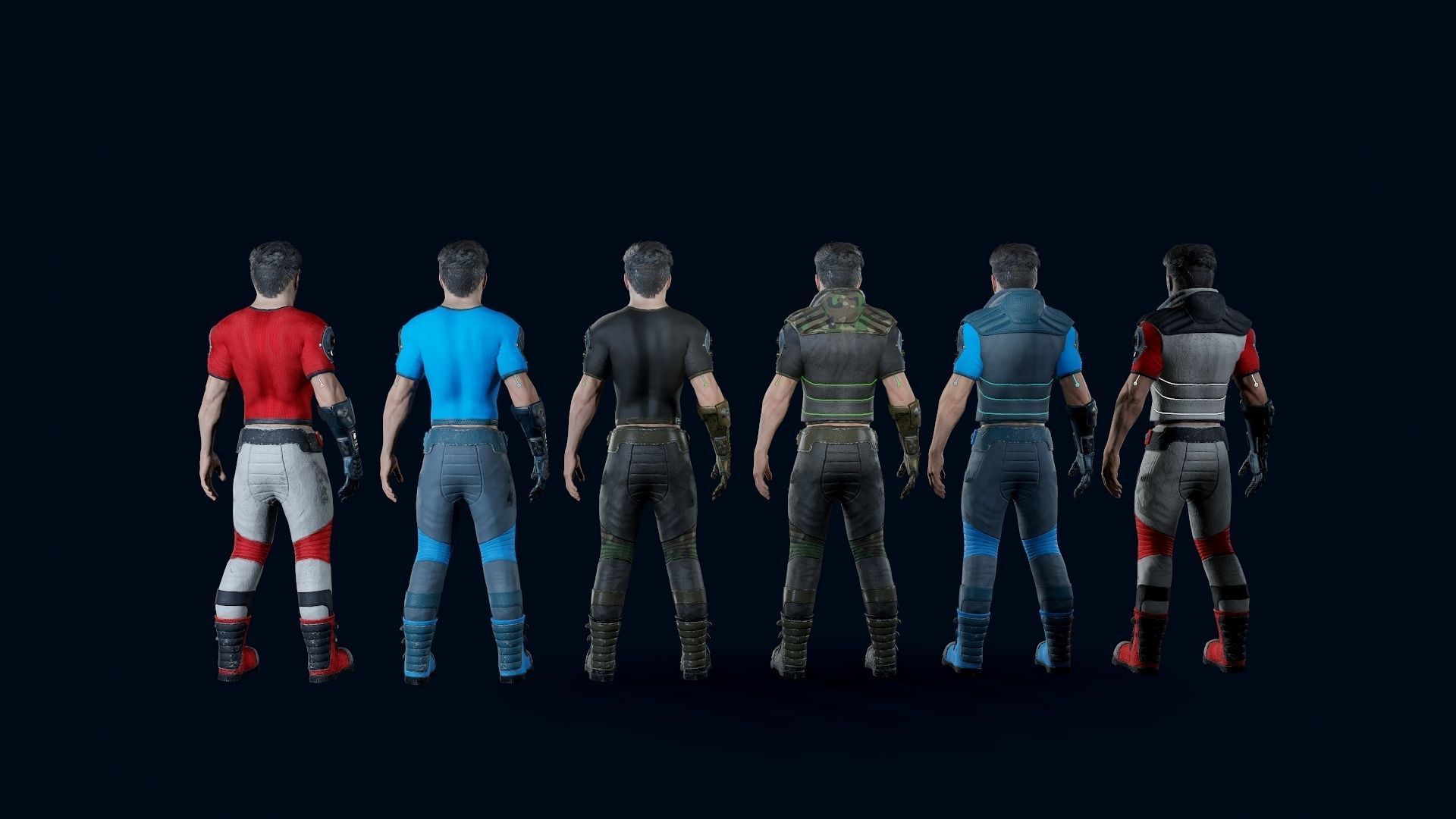 Cyberpunk man Low-poly 3D model_5