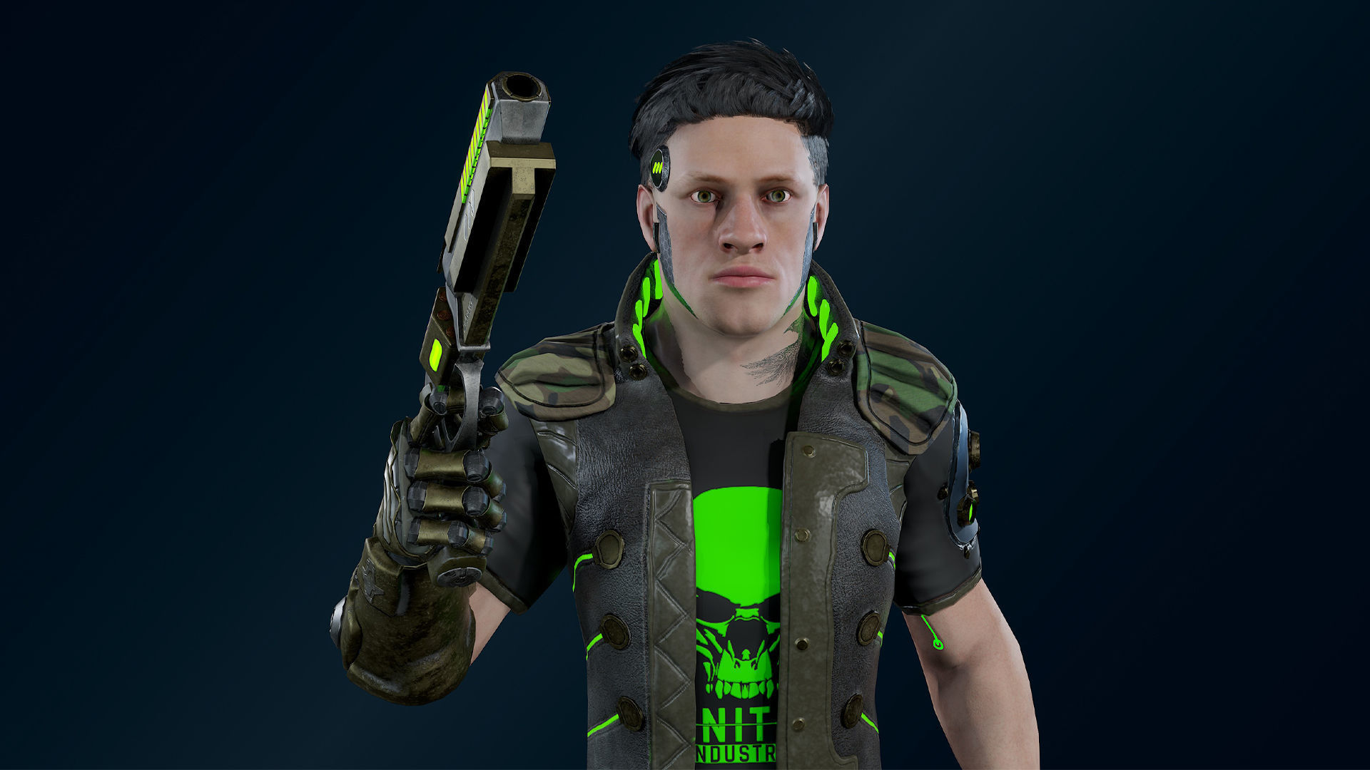 Cyberpunk man Low-poly 3D model_7