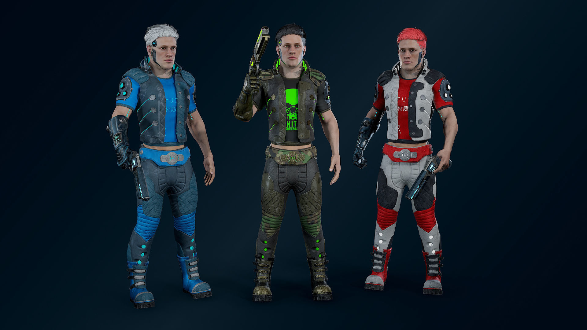 Cyberpunk man Low-poly 3D model_0