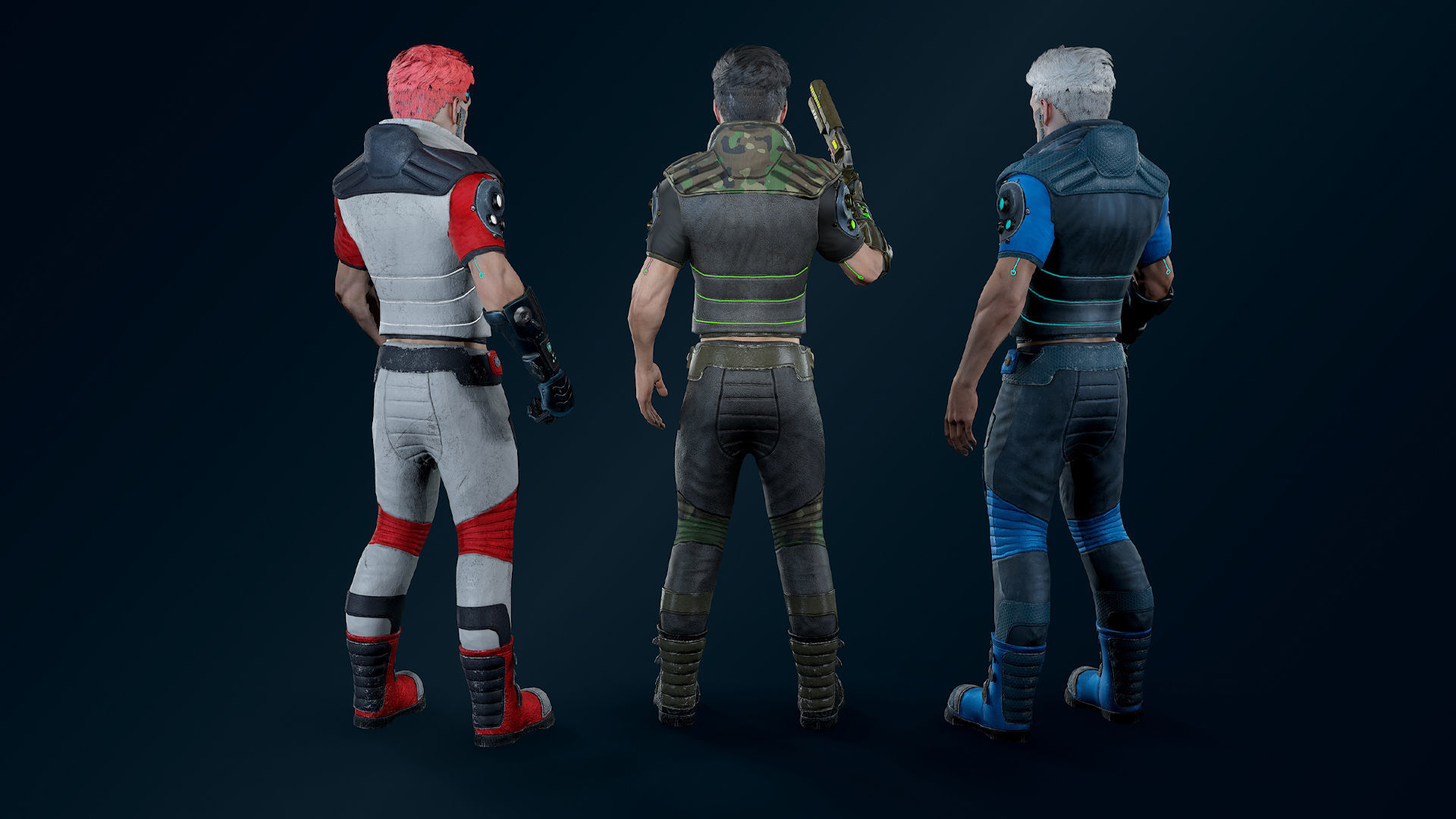 Cyberpunk man Low-poly 3D model_3