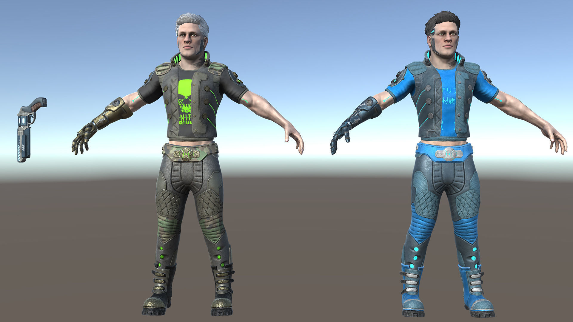 Cyberpunk man Low-poly 3D model_17