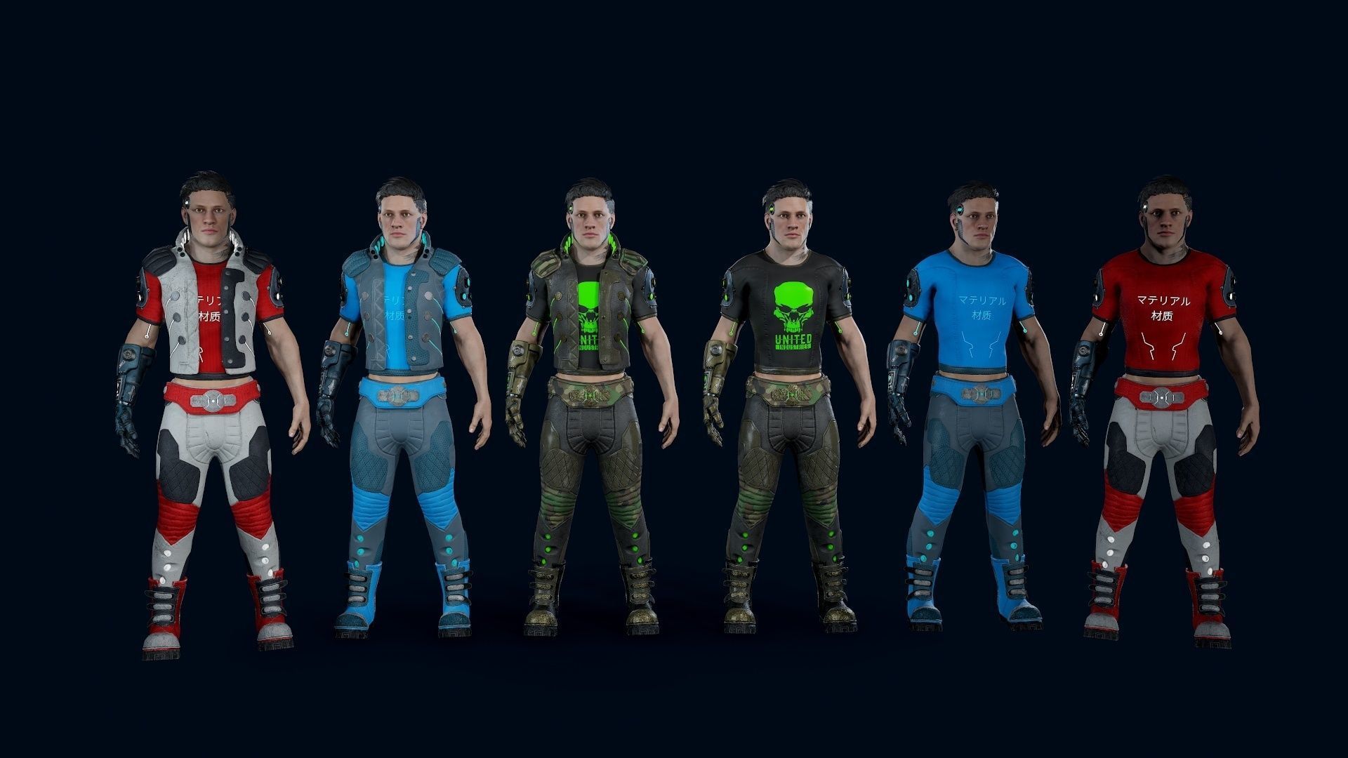 Cyberpunk man Low-poly 3D model_4