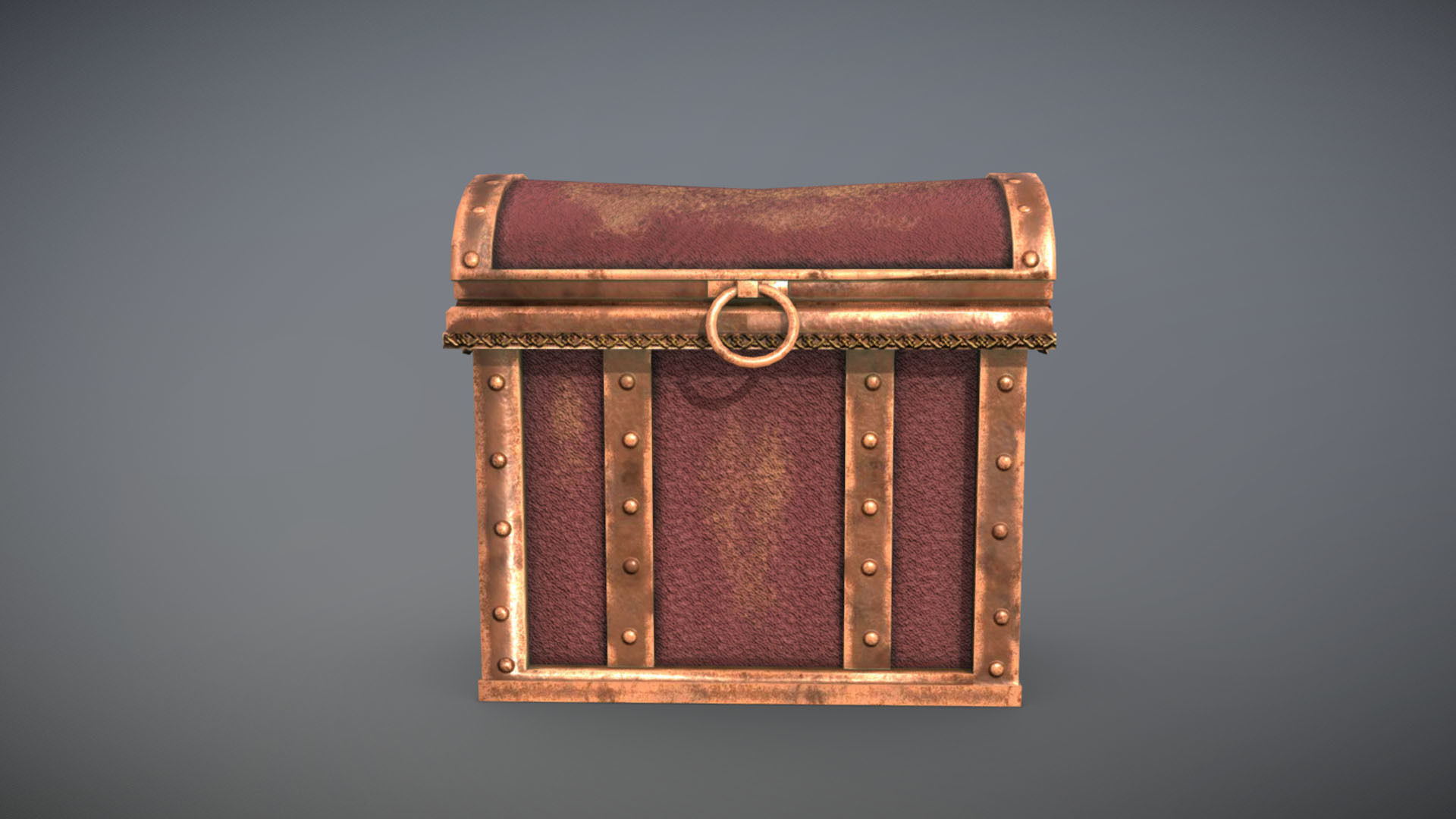 Chest 3 wooden Low-poly 3D model_6