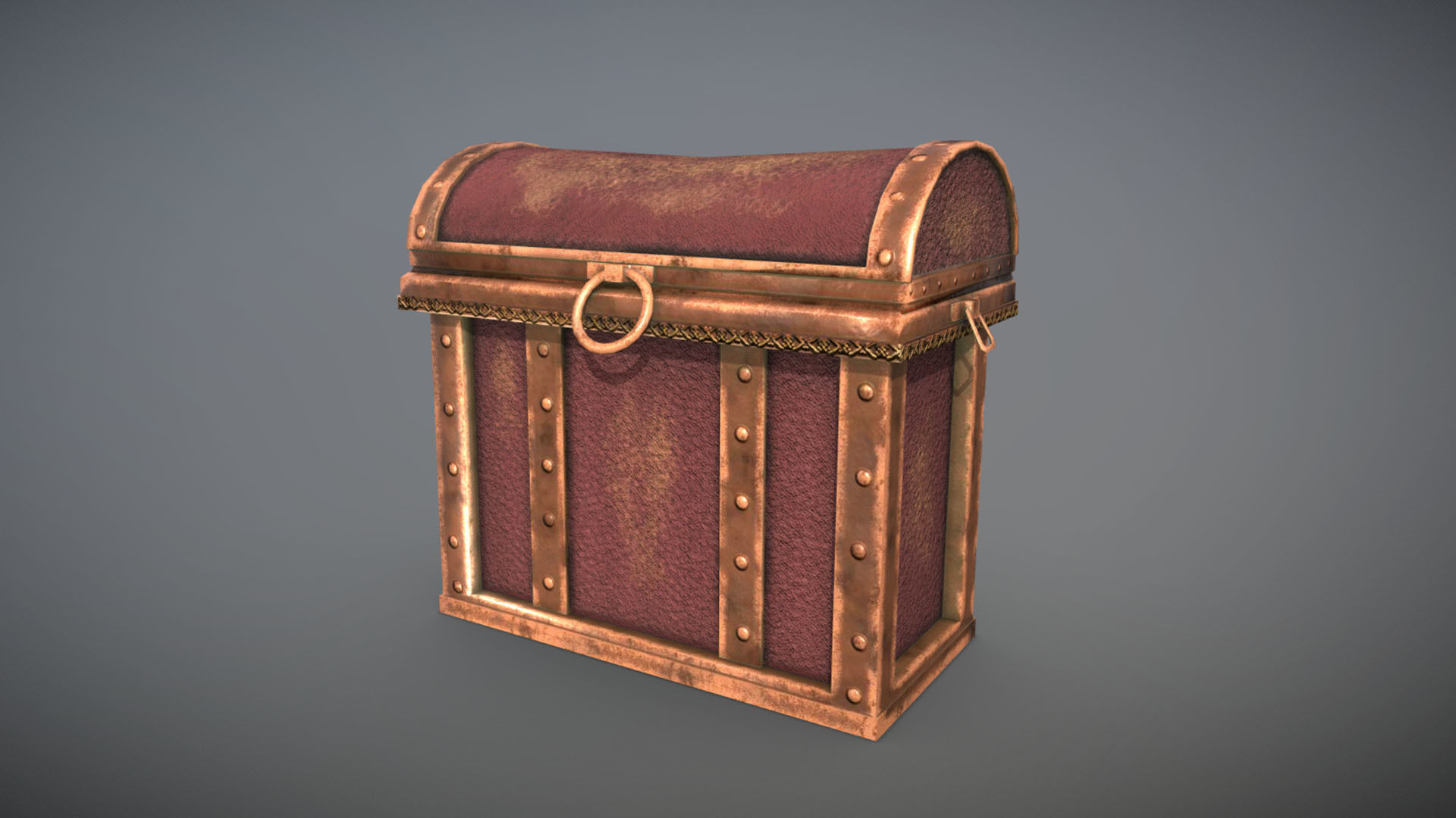 Chest 3 wooden Low-poly 3D model_5