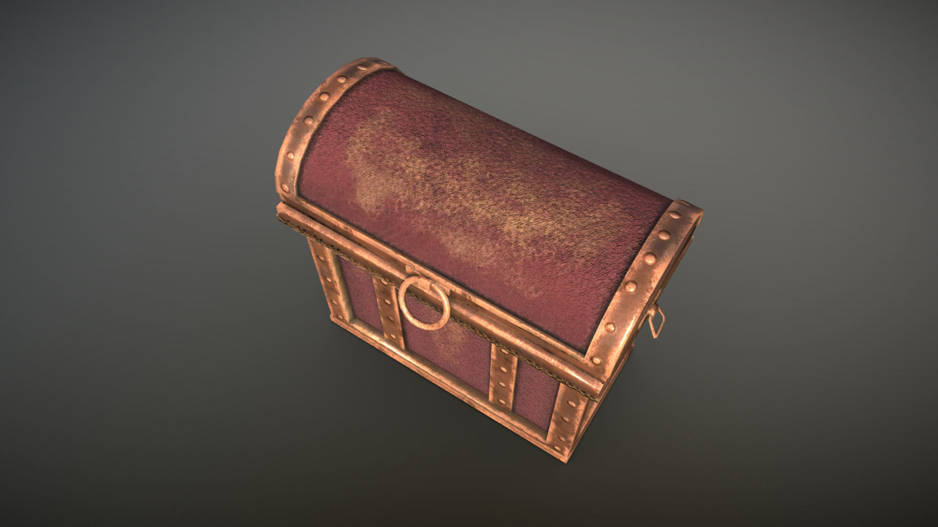 Chest 3 wooden Low-poly 3D model_8