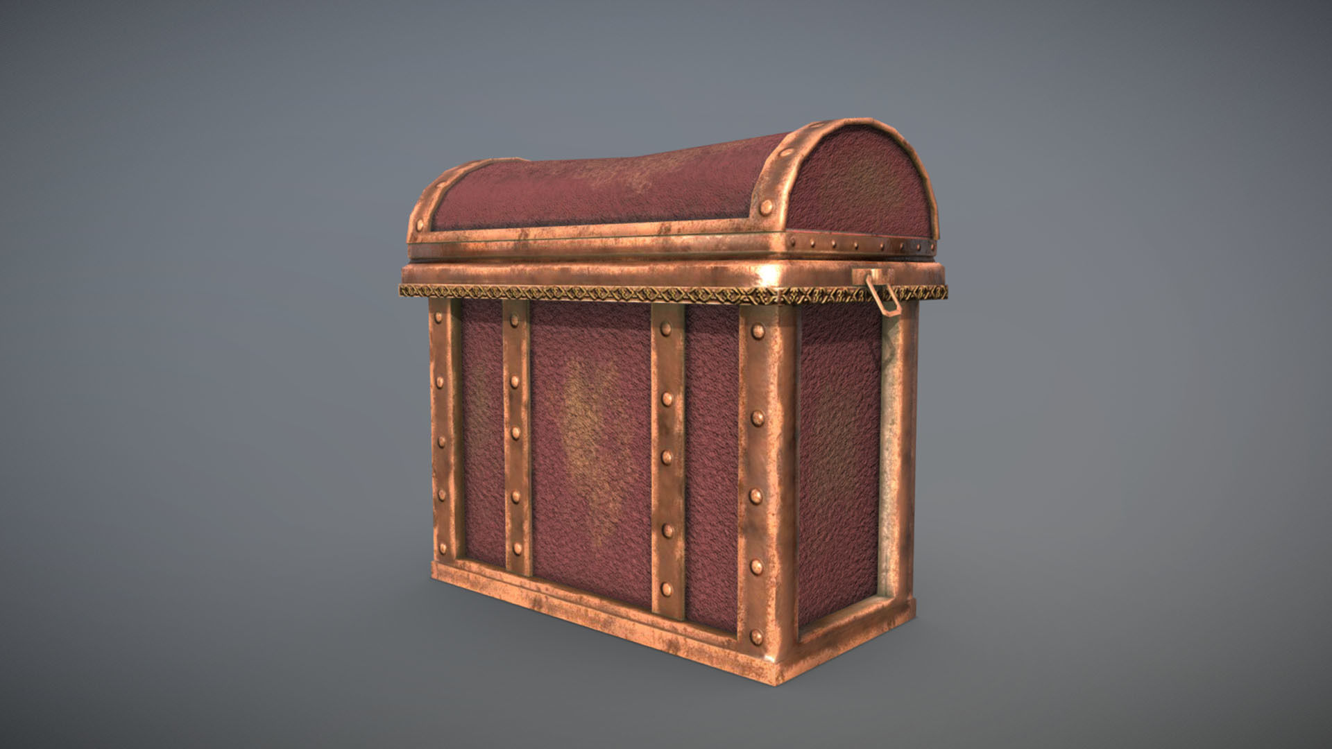 Chest 3 wooden Low-poly 3D model_7