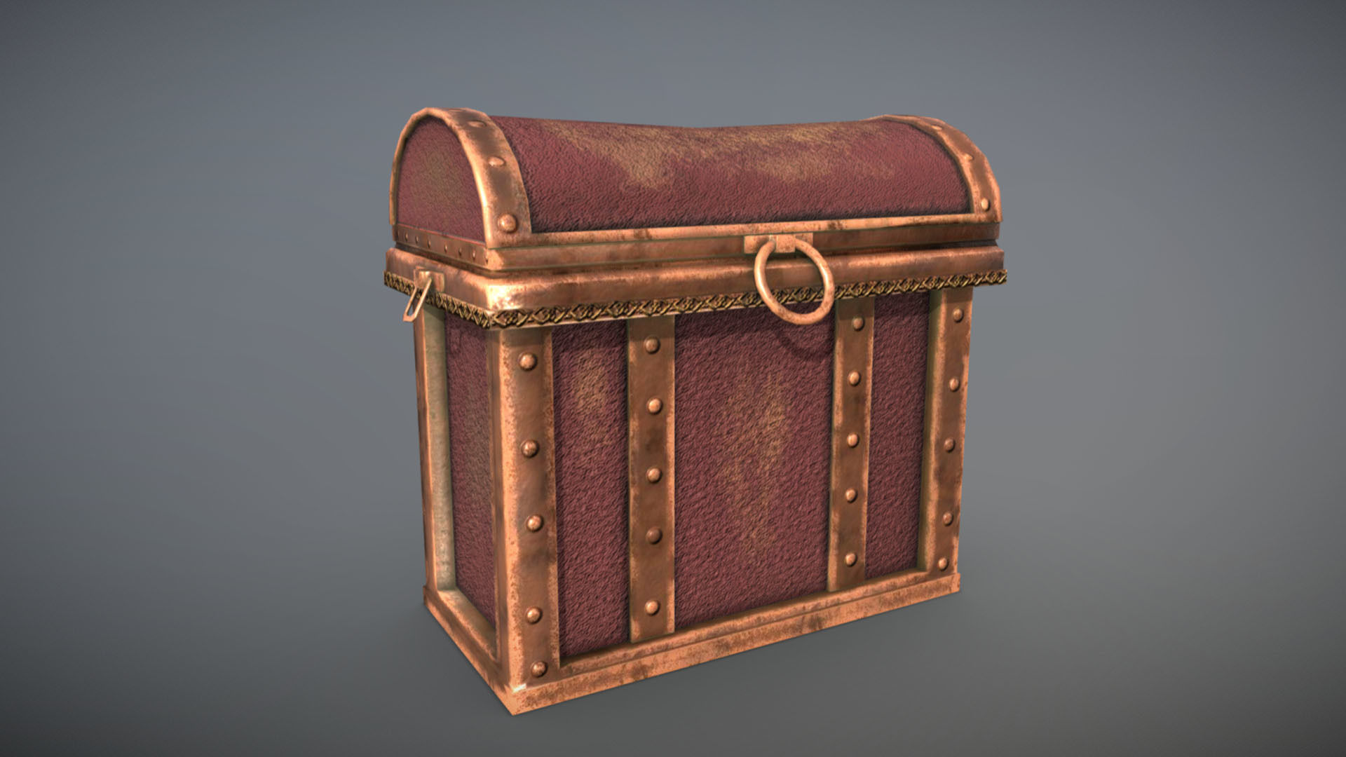 Chest 3 wooden Low-poly 3D model_4