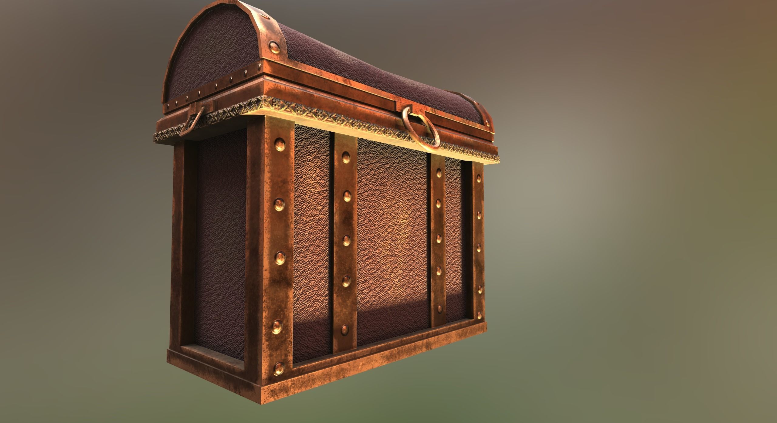 Chest 3 wooden Low-poly 3D model_2