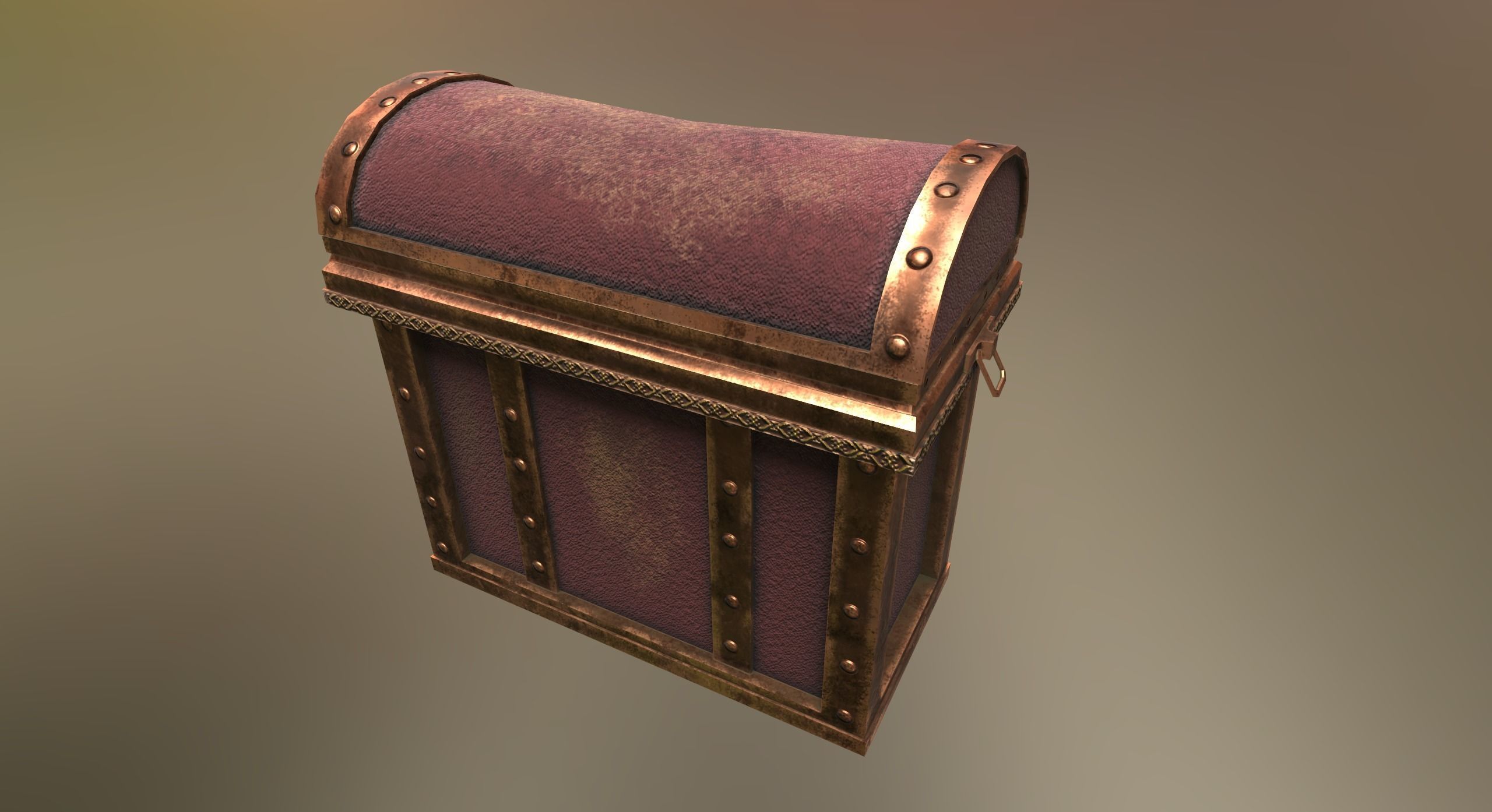 Chest 3 wooden Low-poly 3D model_3