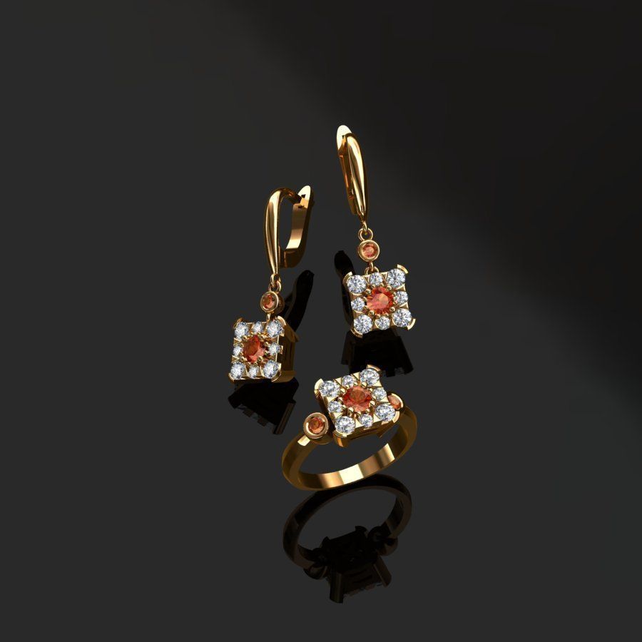 Ring and Earrings  3D print model_7