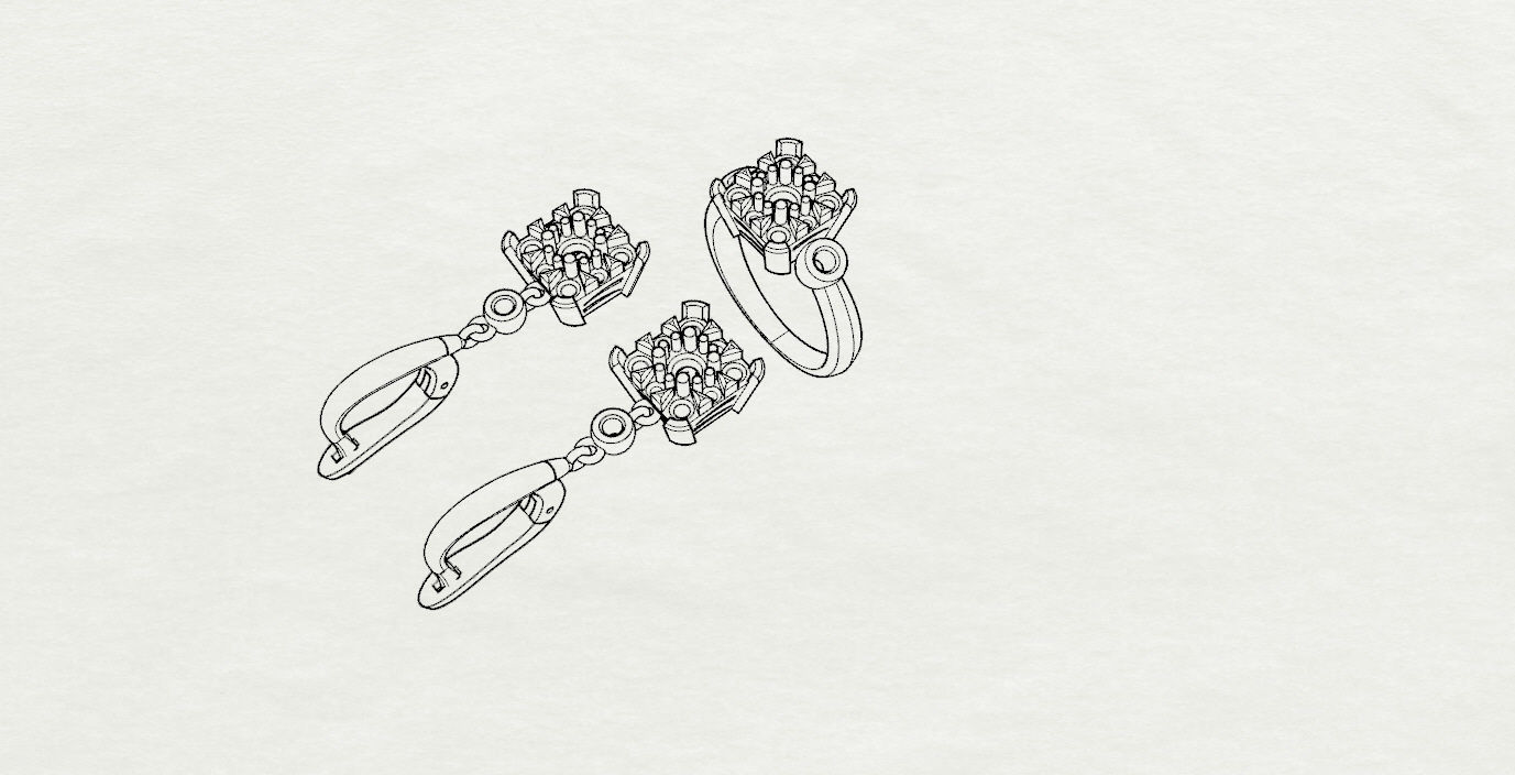 Ring and Earrings  3D print model_17