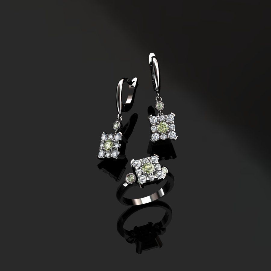 Ring and Earrings  3D print model_10