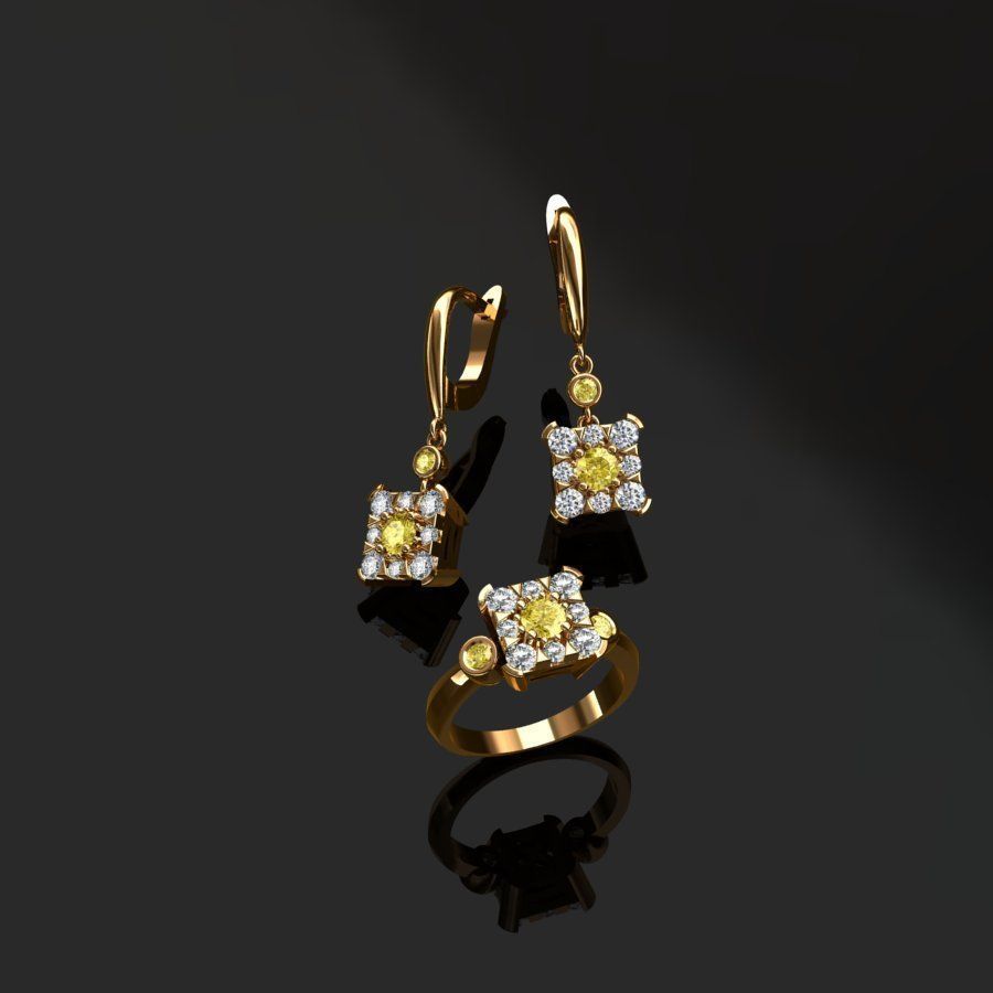 Ring and Earrings  3D print model_4