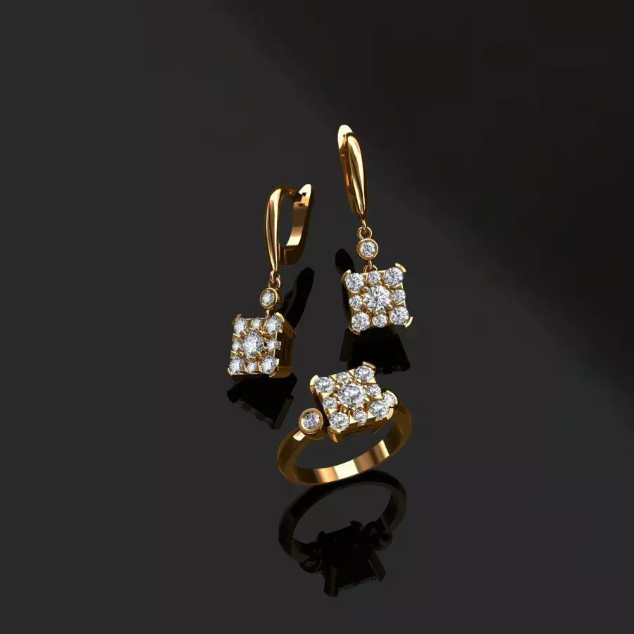 Ring and Earrings  3D print model_0