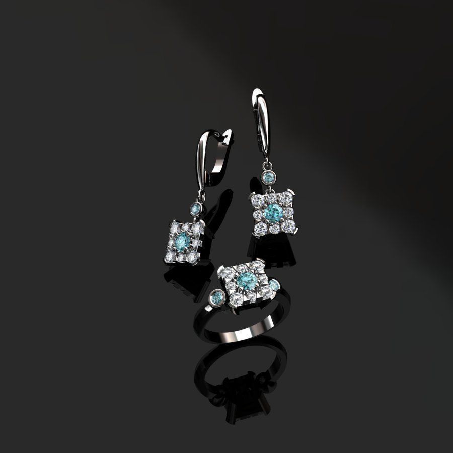 Ring and Earrings  3D print model_9