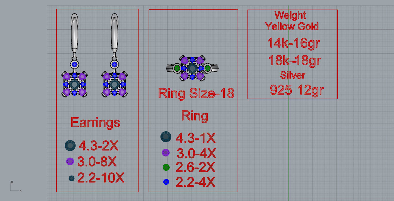 Ring and Earrings  3D print model_11