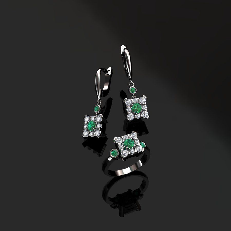 Ring and Earrings  3D print model_5