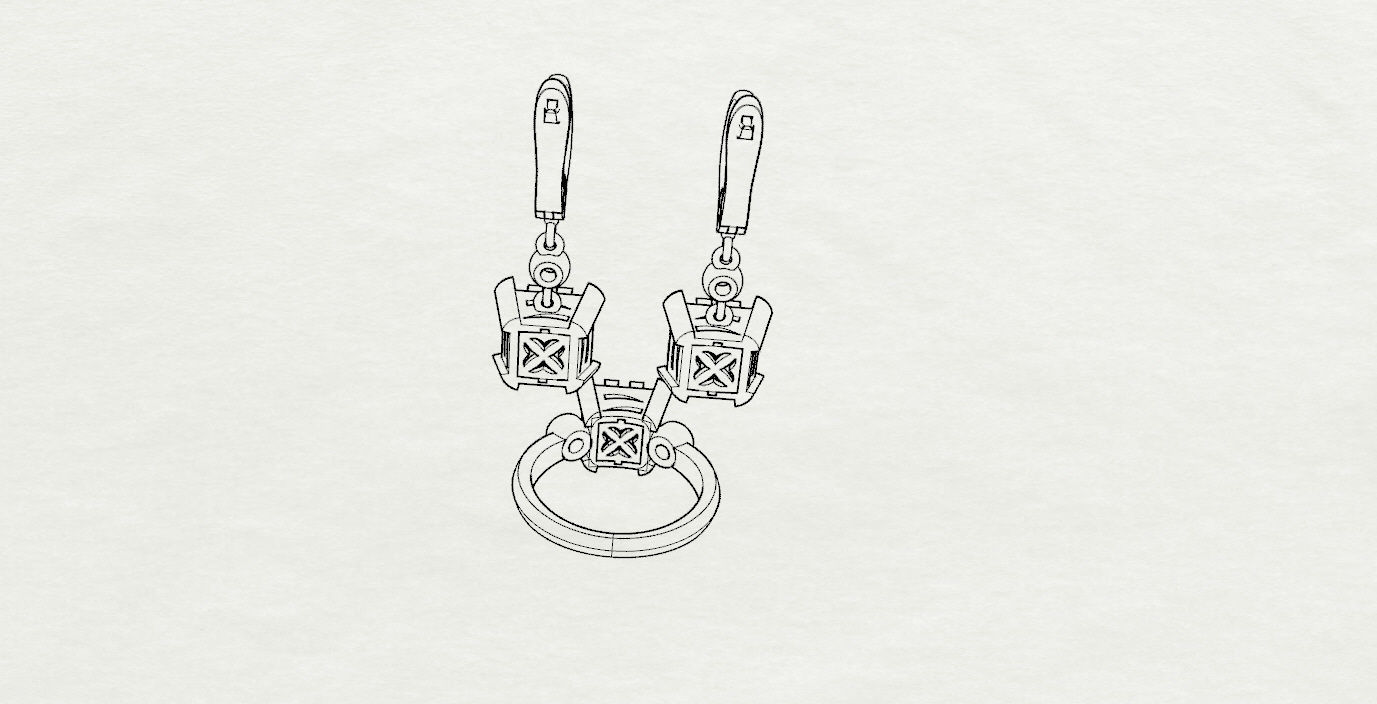 Ring and Earrings  3D print model_16