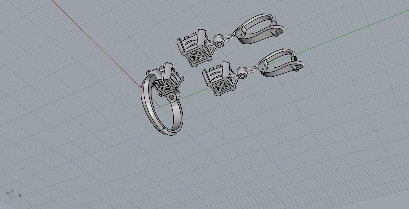 Ring and Earrings  3D print model_19