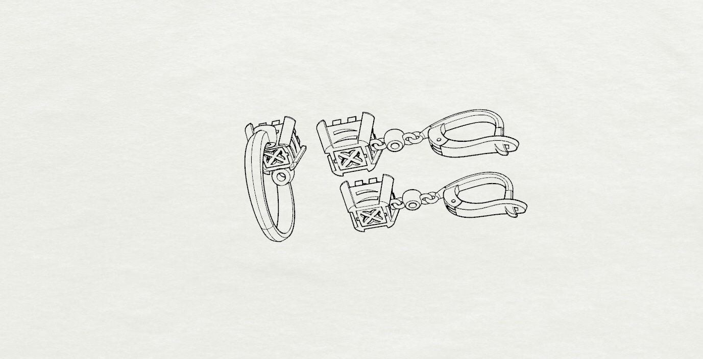 Ring and Earrings  3D print model_15