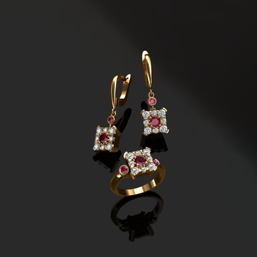 Ring and Earrings  3D print model_2
