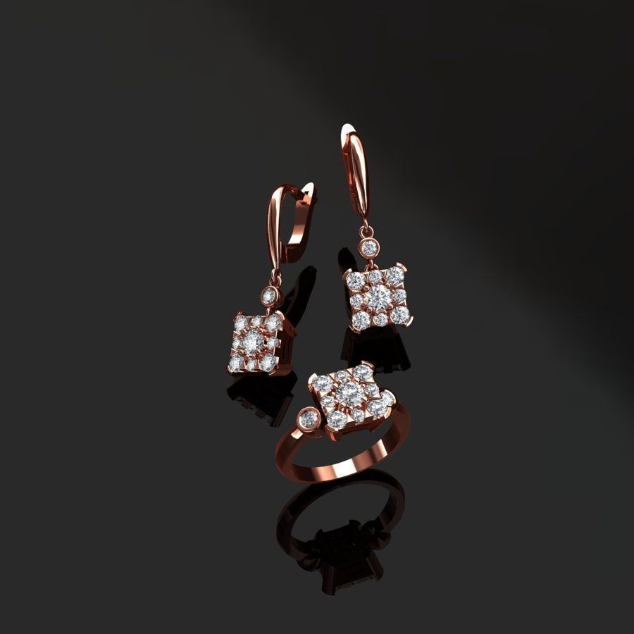 Ring and Earrings  3D print model_8
