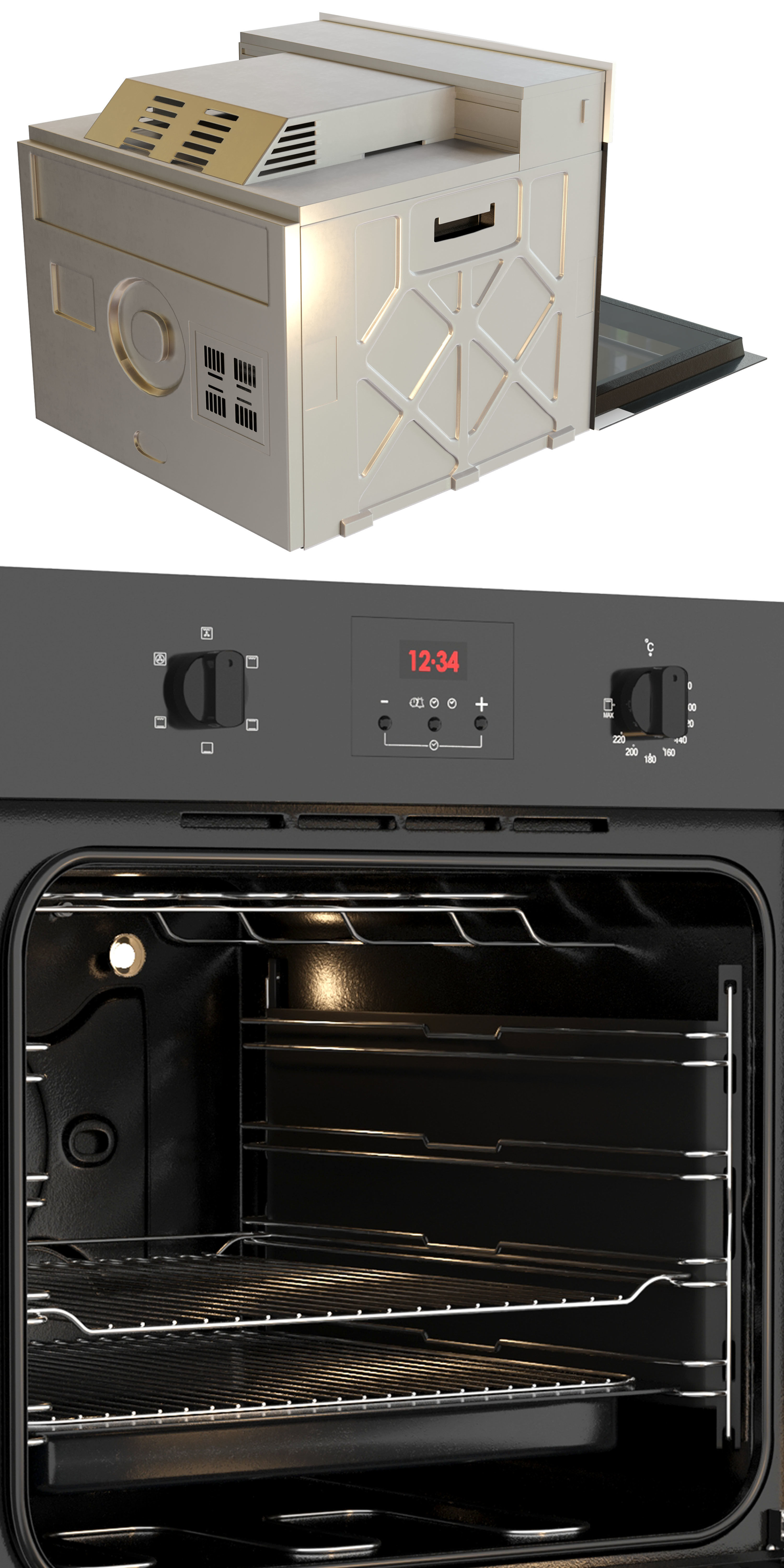 Hotpoint oven Low-poly 3D model_4