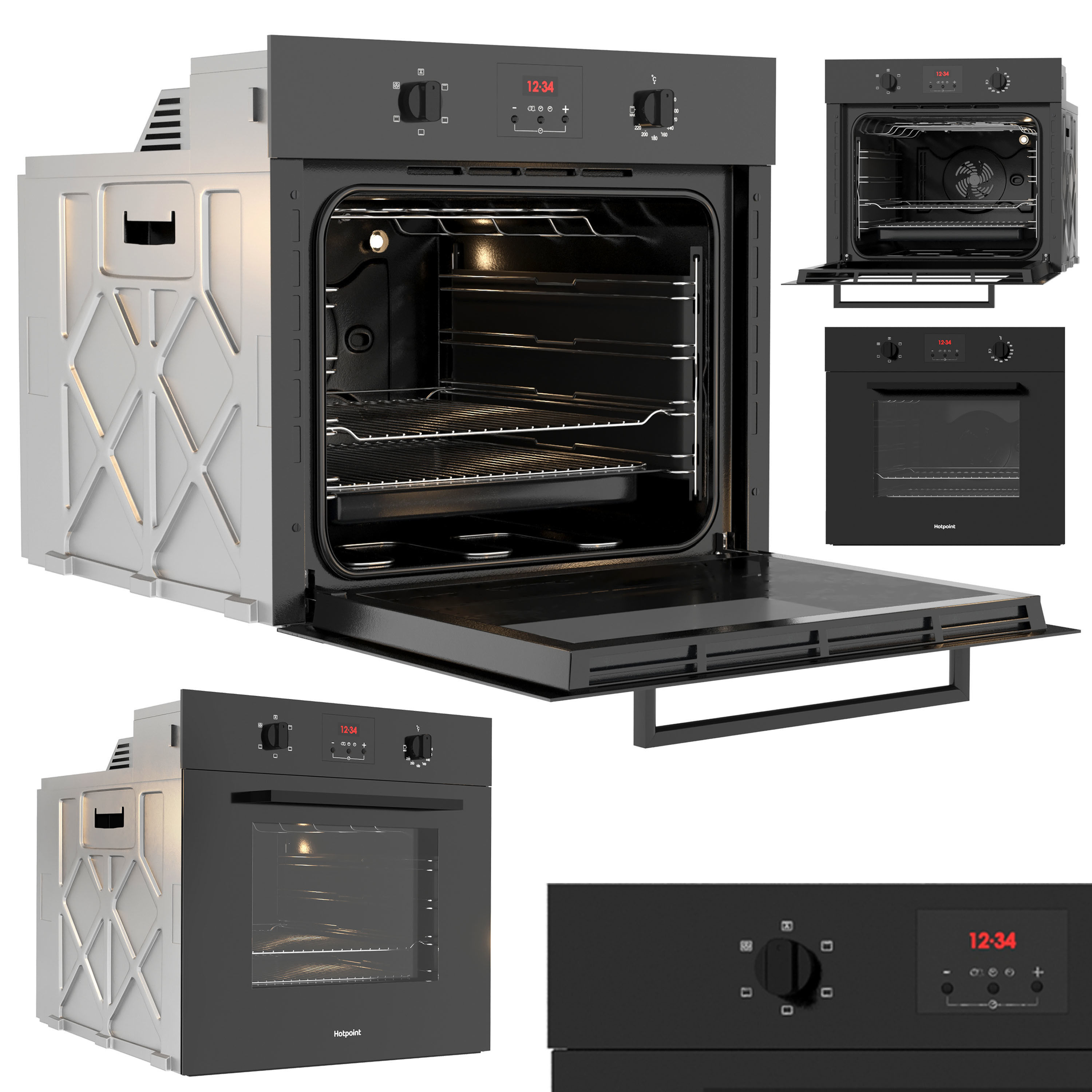Hotpoint oven Low-poly 3D model_2