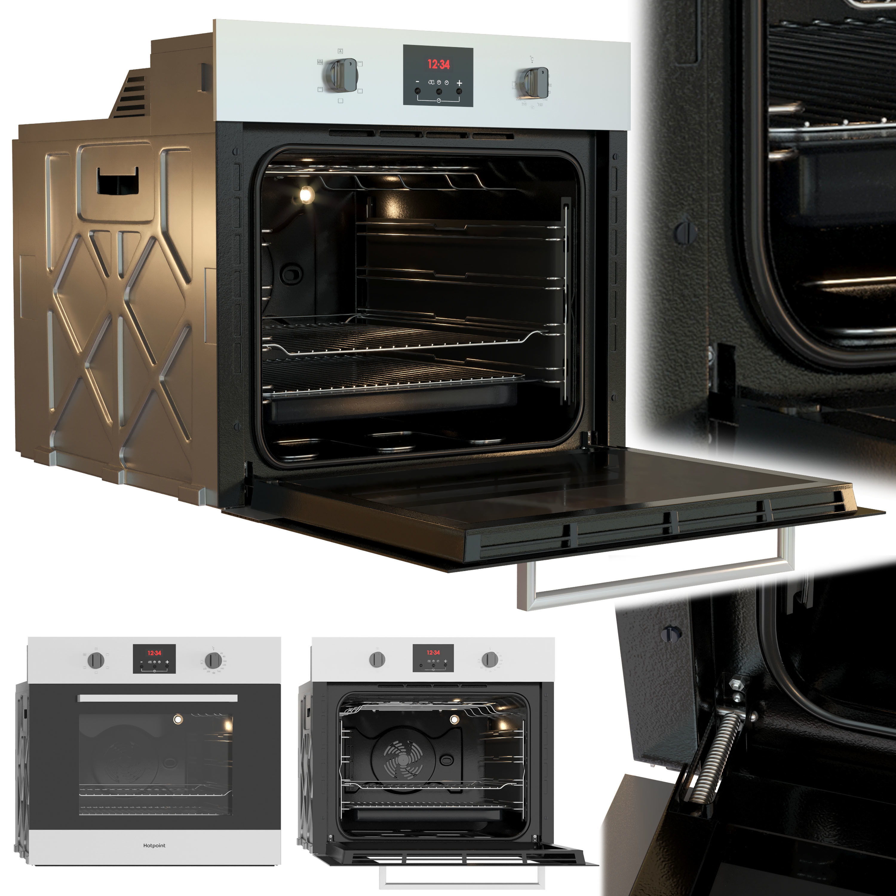Hotpoint oven Low-poly 3D model_3
