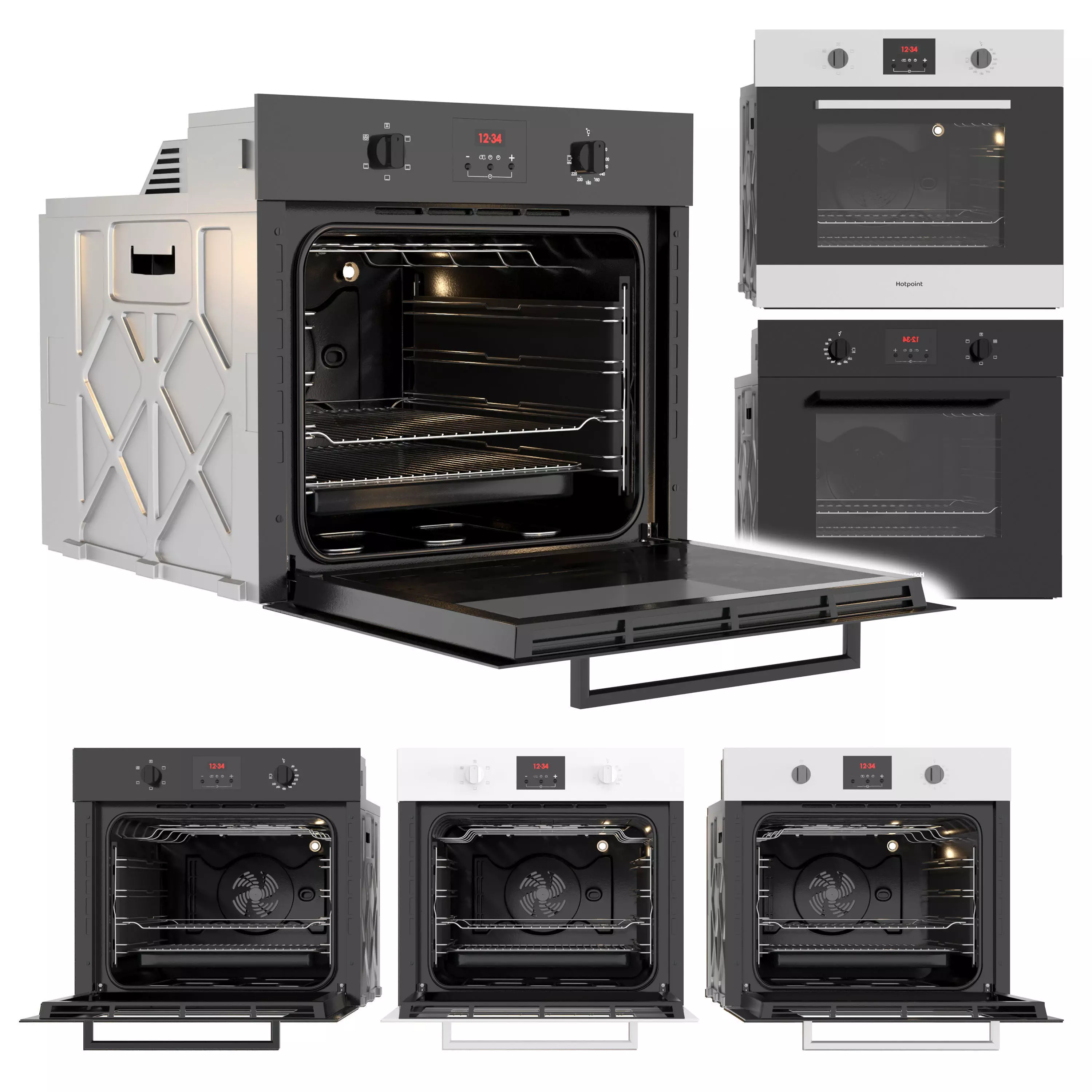 Hotpoint oven Low-poly 3D model_0